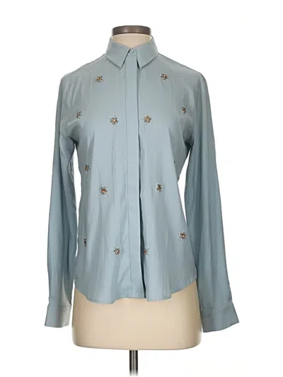 Pre-owned Ann Taylor Long Sleeve Blouse In Blue