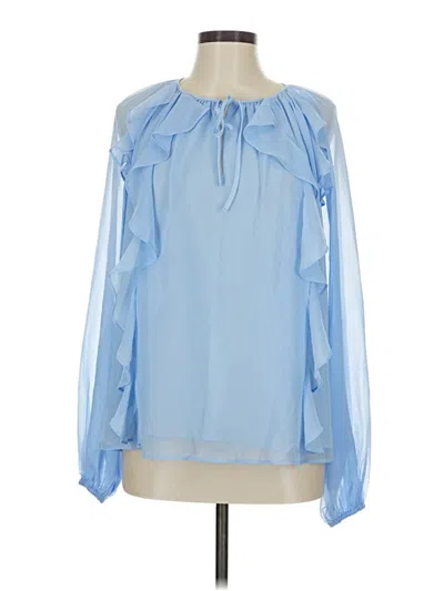 Ann Taylor Long Sleeve Blouse In Blue