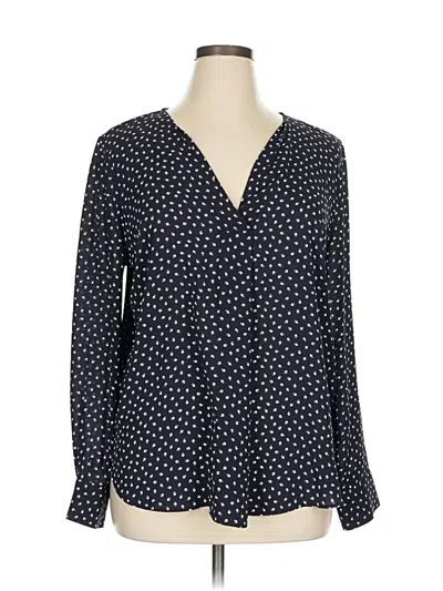 Pre-owned Ann Taylor Long Sleeve Blouse In Blue