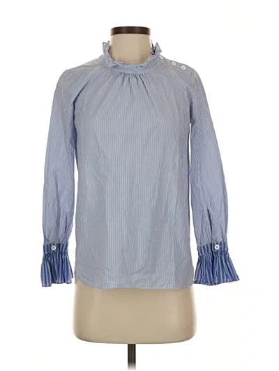 Pre-owned Ann Taylor Long Sleeve Blouse In Blue