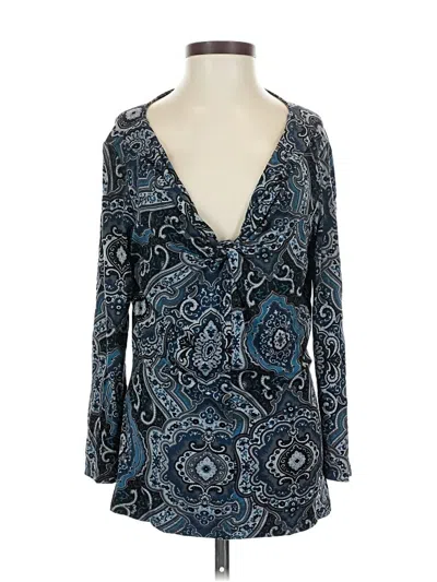 Pre-owned Ann Taylor Long Sleeve Blouse In Blue