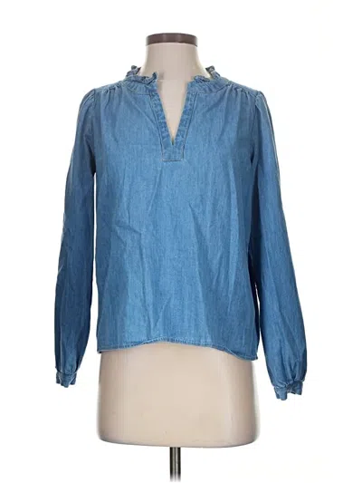 Pre-owned Ann Taylor Long Sleeve Blouse In Blue
