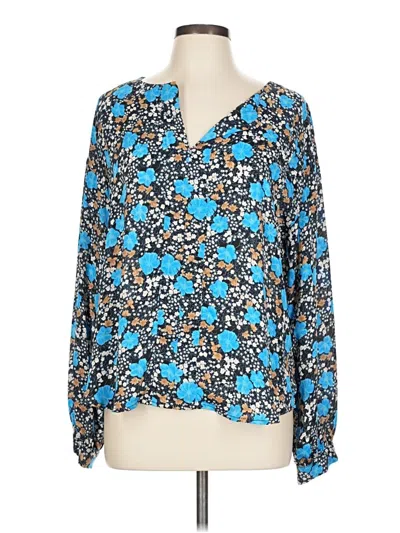 Pre-owned Ann Taylor Long Sleeve Blouse In Blue