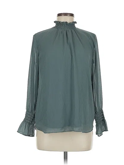 Pre-owned Ann Taylor Long Sleeve Blouse In Blue
