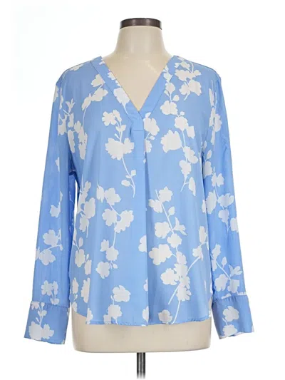 Pre-owned Ann Taylor Long Sleeve Blouse In Blue