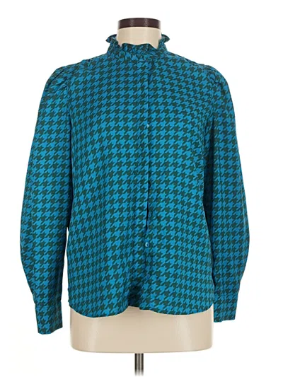 Pre-owned Ann Taylor Long Sleeve Blouse In Blue