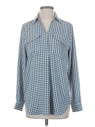 Pre-owned Ann Taylor Long Sleeve Blouse In Blue