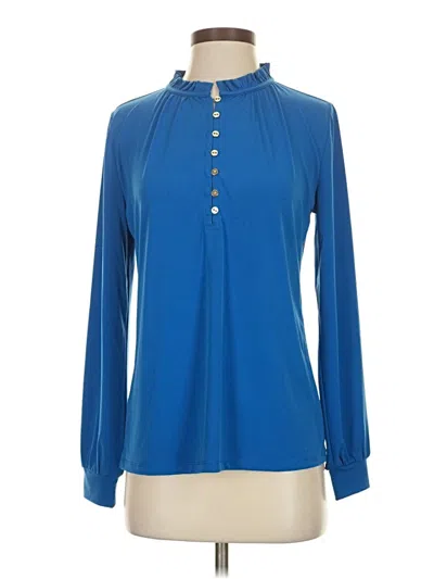 Pre-owned Ann Taylor Long Sleeve Blouse In Blue