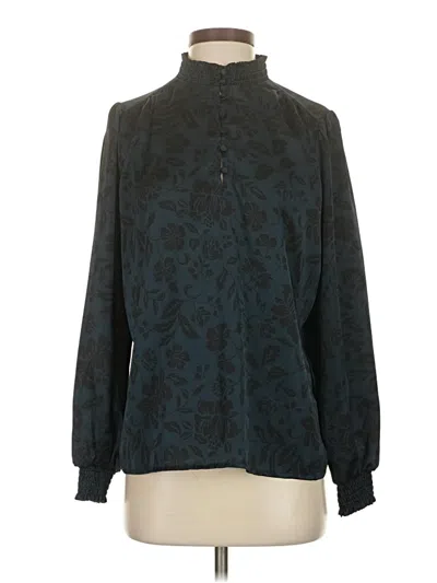 Pre-owned Ann Taylor Long Sleeve Blouse In Blue