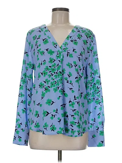 Pre-owned Ann Taylor Long Sleeve Blouse In Blue