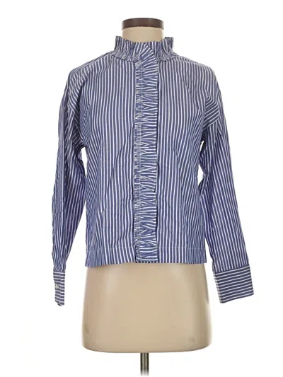 Ann Taylor Long Sleeve Blouse In Blue