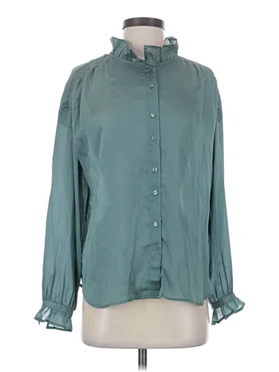 Ann Taylor Long Sleeve Blouse In Blue