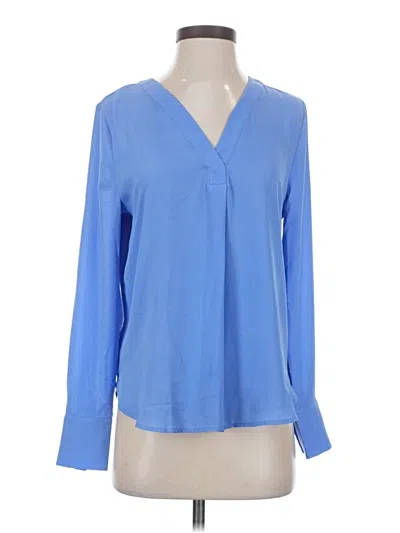 Pre-owned Ann Taylor Long Sleeve Blouse In Blue