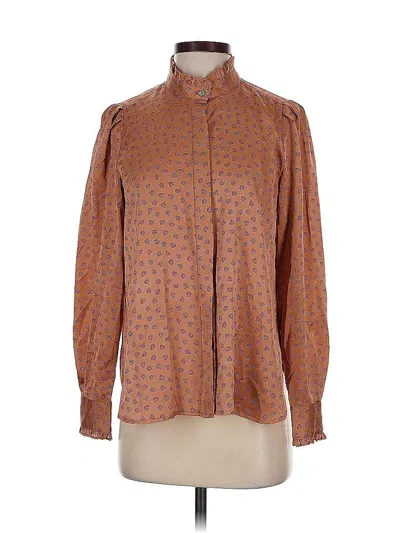 Pre-owned Ann Taylor Long Sleeve Blouse In Brown