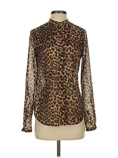 Pre-owned Ann Taylor Long Sleeve Blouse In Brown