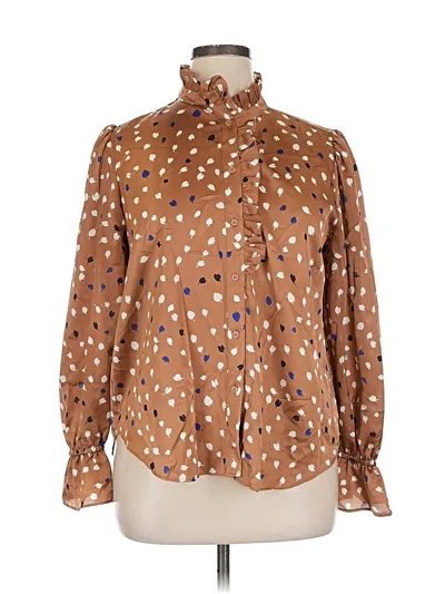 Pre-owned Ann Taylor Long Sleeve Blouse In Brown