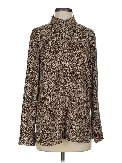 Pre-owned Ann Taylor Long Sleeve Blouse In Brown