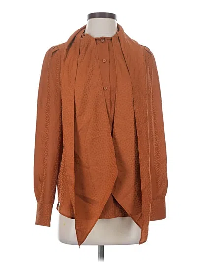 Ann Taylor Long Sleeve Blouse In Brown