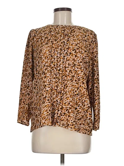 Ann Taylor Long Sleeve Blouse In Brown