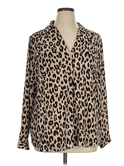 Pre-owned Ann Taylor Long Sleeve Blouse In Brown