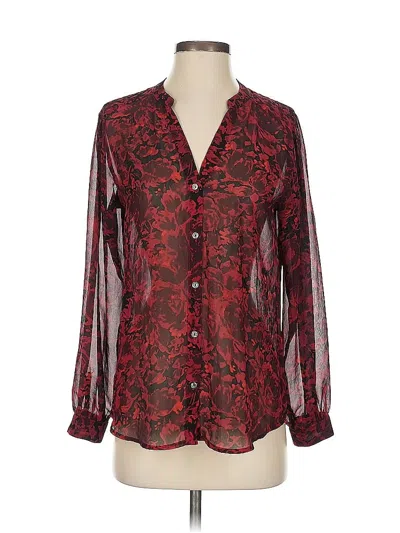 Pre-owned Ann Taylor Long Sleeve Blouse In Burgundy