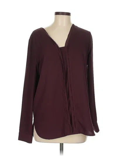 Pre-owned Ann Taylor Long Sleeve Blouse In Burgundy