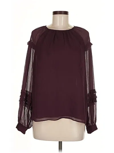Pre-owned Ann Taylor Long Sleeve Blouse In Burgundy