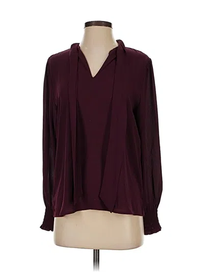 Pre-owned Ann Taylor Long Sleeve Blouse In Burgundy