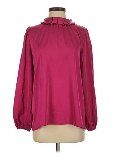 Pre-owned Ann Taylor Long Sleeve Blouse In Burgundy