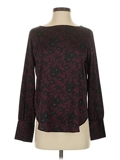 Pre-owned Ann Taylor Long Sleeve Blouse In Burgundy