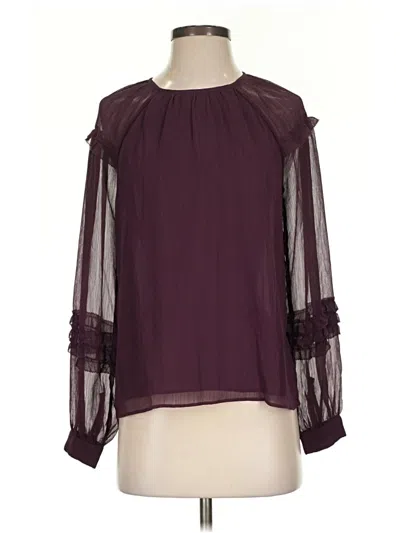 Pre-owned Ann Taylor Long Sleeve Blouse In Burgundy