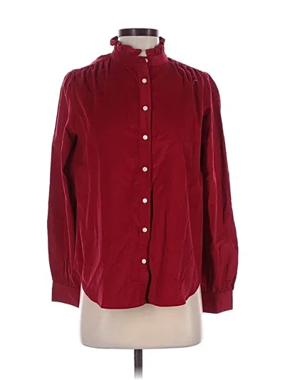 Ann Taylor Long Sleeve Blouse In Burgundy