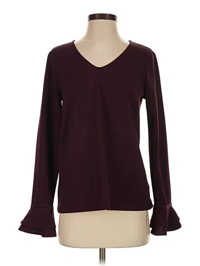 Pre-owned Ann Taylor Long Sleeve Blouse In Burgundy