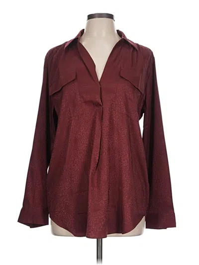 Ann Taylor Long Sleeve Blouse In Burgundy