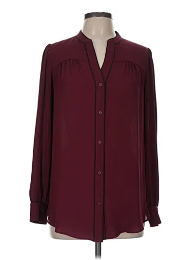 Pre-owned Ann Taylor Long Sleeve Blouse In Burgundy