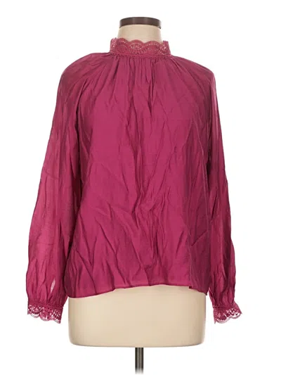 Ann Taylor Long Sleeve Blouse In Burgundy