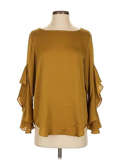 Pre-owned Ann Taylor Long Sleeve Blouse In Gold