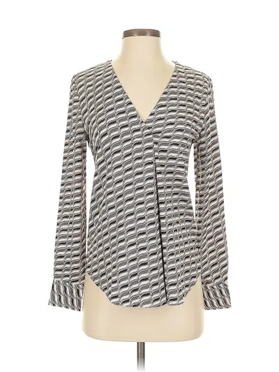 Pre-owned Ann Taylor Long Sleeve Blouse In Gray