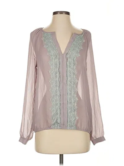 Pre-owned Ann Taylor Long Sleeve Blouse In Gray