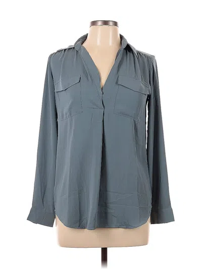 Pre-owned Ann Taylor Long Sleeve Blouse In Gray