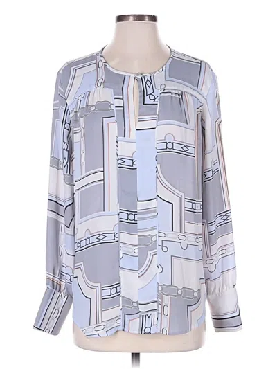 Pre-owned Ann Taylor Long Sleeve Blouse In Gray