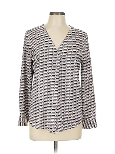 Pre-owned Ann Taylor Long Sleeve Blouse In Gray