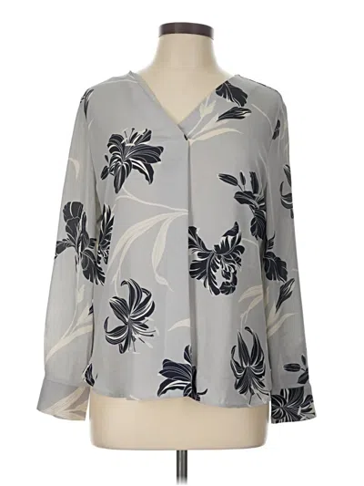 Pre-owned Ann Taylor Long Sleeve Blouse In Gray