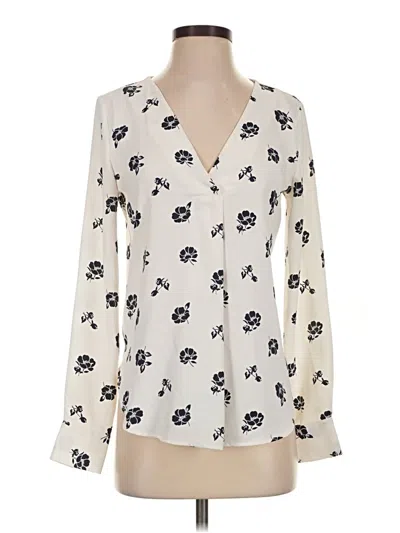 Pre-owned Ann Taylor Long Sleeve Blouse In Ivory
