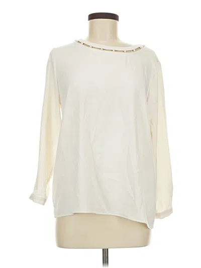 Pre-owned Ann Taylor Long Sleeve Blouse In Ivory