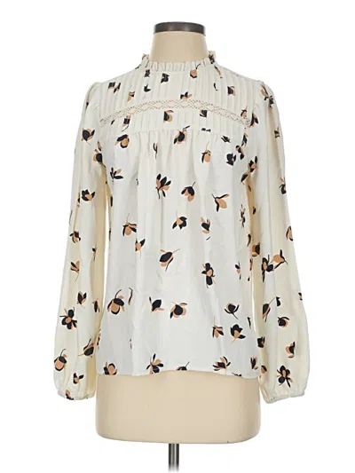 Pre-owned Ann Taylor Long Sleeve Blouse In Ivory