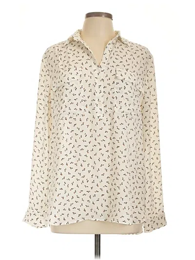 Pre-owned Ann Taylor Long Sleeve Blouse In Ivory