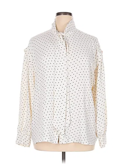 Pre-owned Ann Taylor Long Sleeve Blouse In Ivory