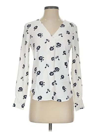 Ann Taylor Long Sleeve Blouse In White