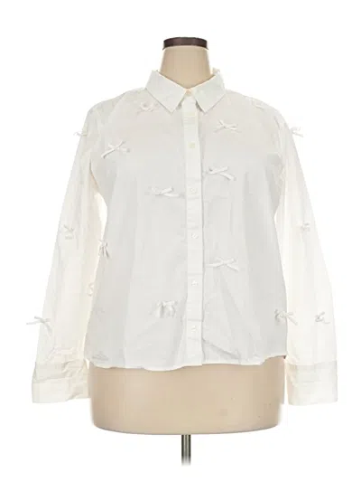 Pre-owned Ann Taylor Long Sleeve Blouse In Ivory